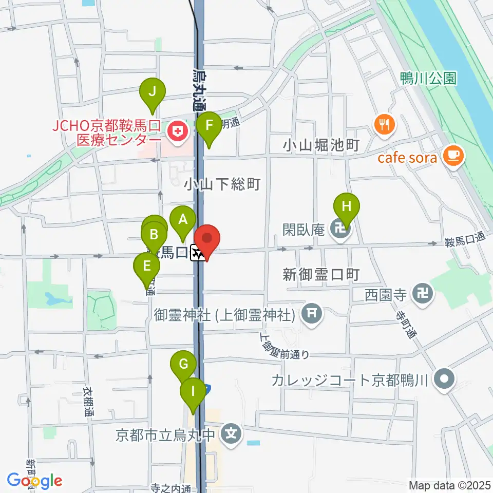 一木楽器周辺のカフェ一覧地図