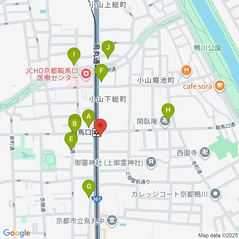 一木楽器周辺のカフェ一覧地図