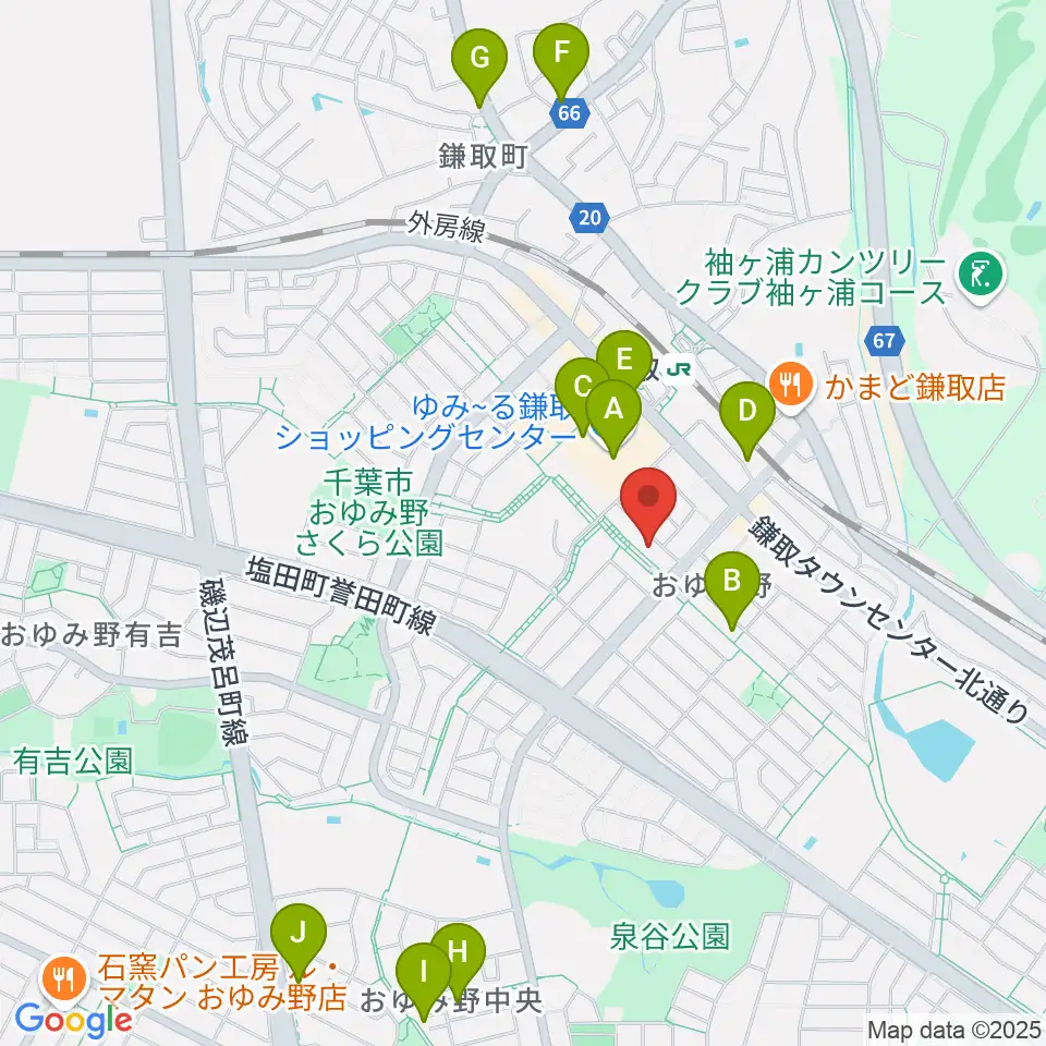 ユニスタイル鎌取 ヤマハミュージック周辺のカフェ一覧地図