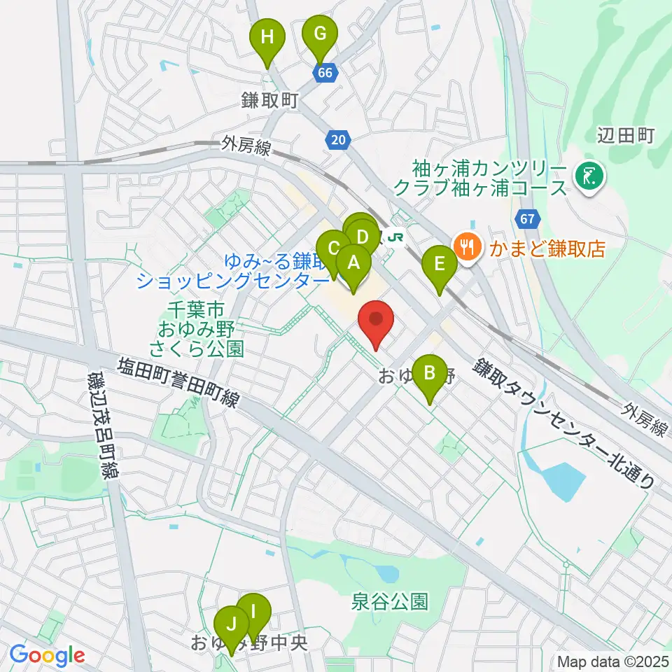 ユニスタイル鎌取 ヤマハミュージック周辺のカフェ一覧地図