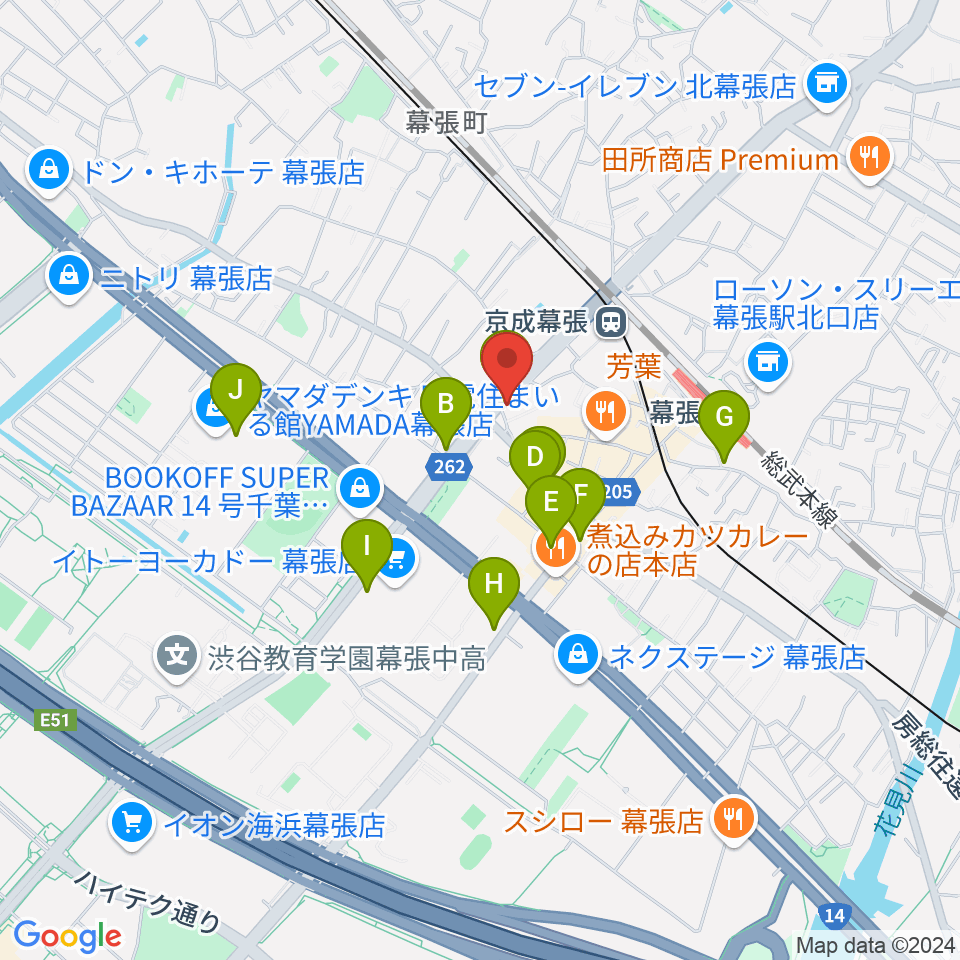 幕張センター ヤマハミュージック周辺のカフェ一覧地図