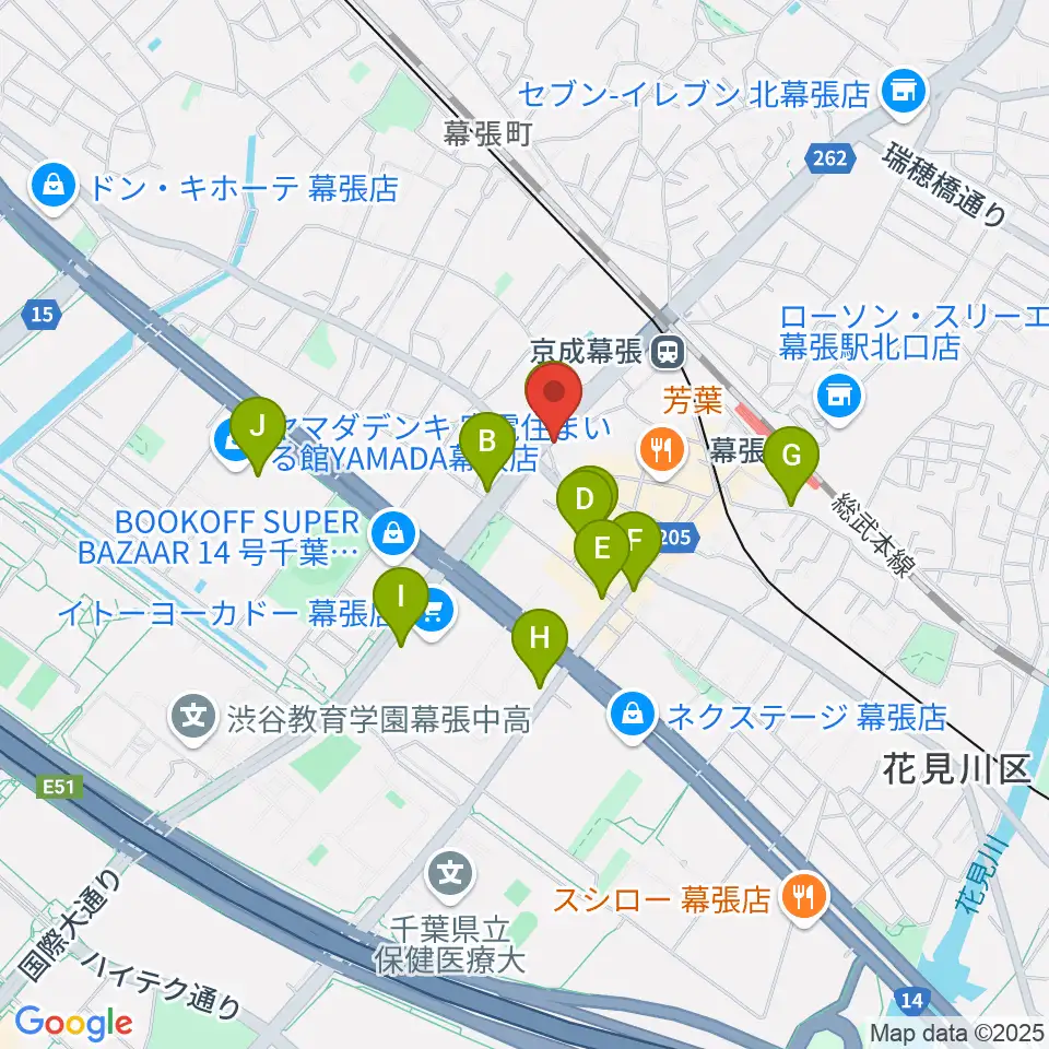幕張センター ヤマハミュージック周辺のカフェ一覧地図