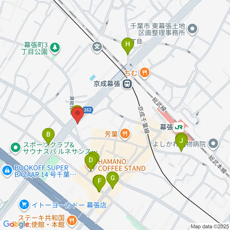 幕張センター ヤマハミュージック周辺のカフェ一覧地図
