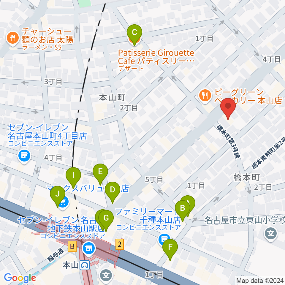 RMSおかだ音楽教室周辺のカフェ一覧地図