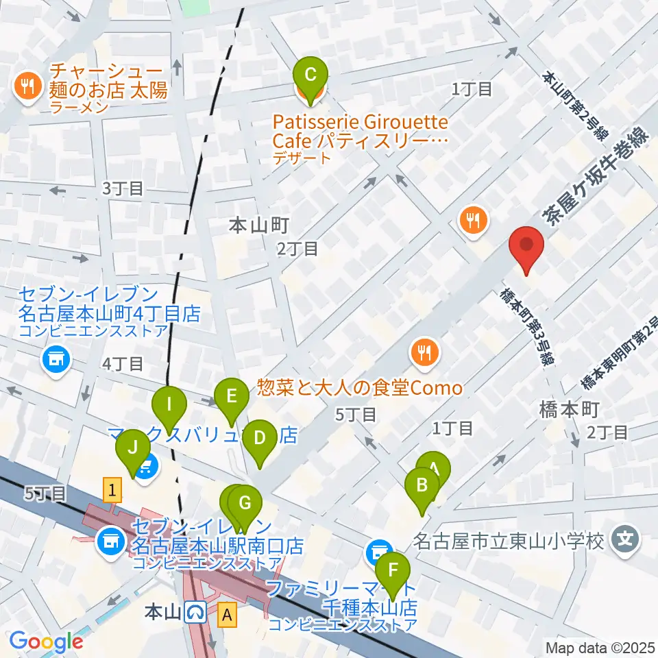 RMSおかだ音楽教室周辺のカフェ一覧地図