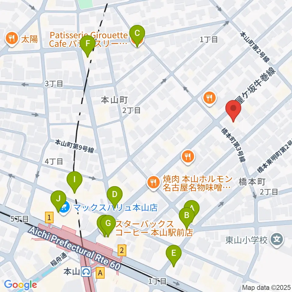 RMSおかだ音楽教室周辺のカフェ一覧地図
