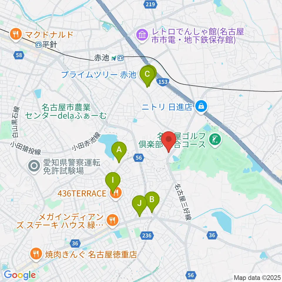 ポワンポワンスタジオ日進校周辺のカフェ一覧地図