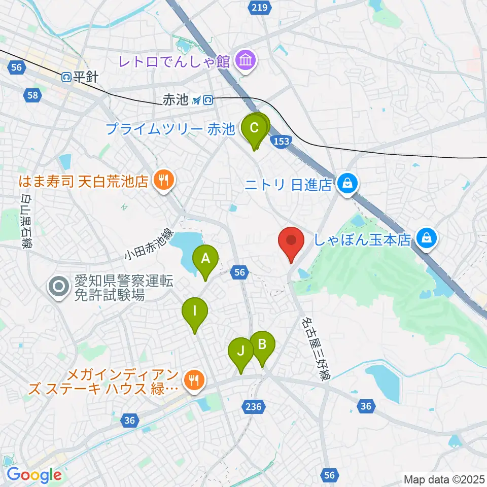 ポワンポワンスタジオ日進校周辺のカフェ一覧地図
