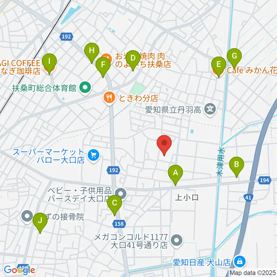 たかはし音楽学院周辺のカフェ一覧地図