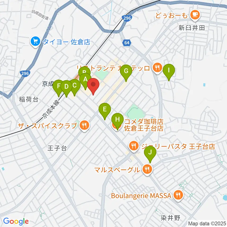 伊藤楽器 臼井センター周辺のカフェ一覧地図