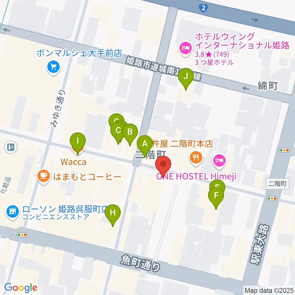 文化堂 姫路本店周辺のカフェ一覧地図