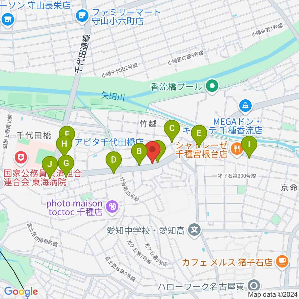 ギターショップ デュース周辺のカフェ一覧地図