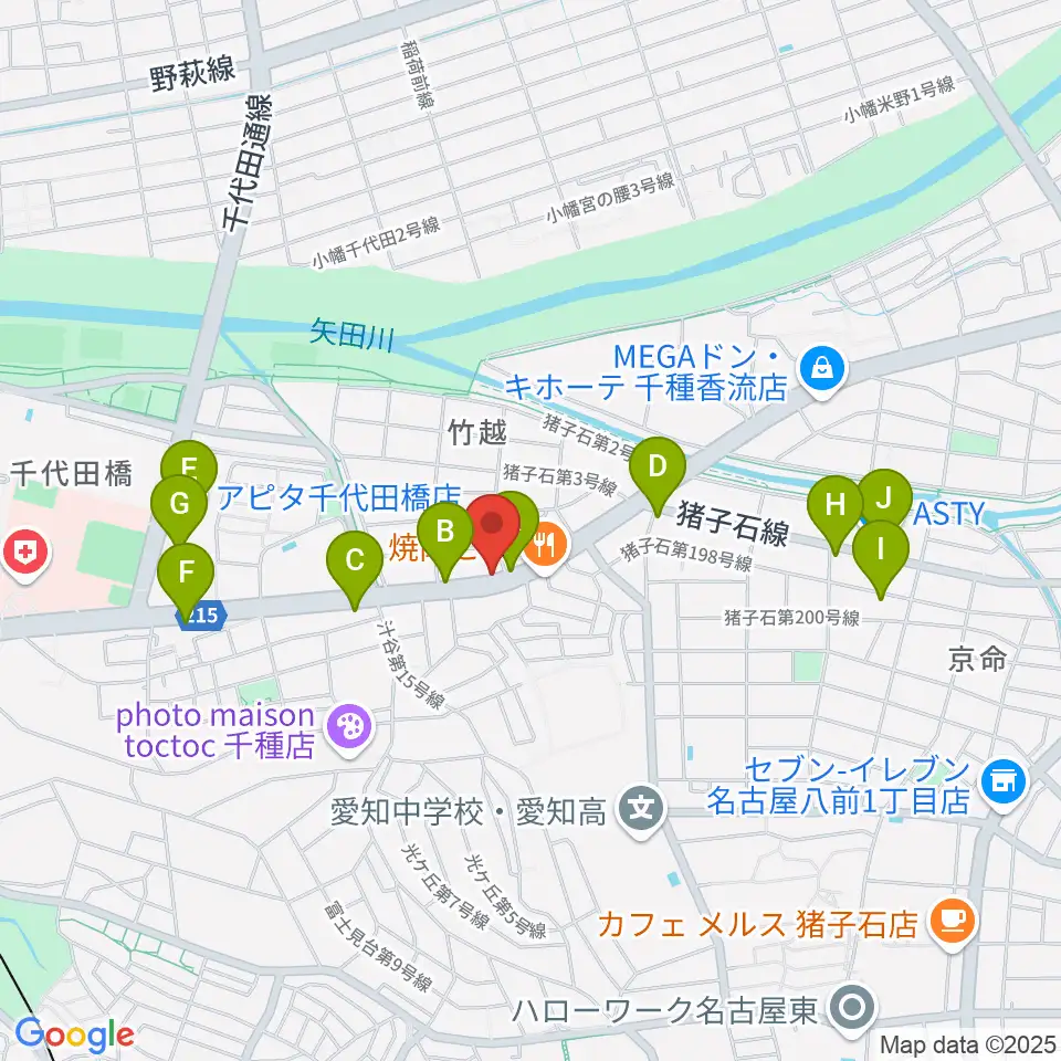 ギターショップ デュース周辺のカフェ一覧地図