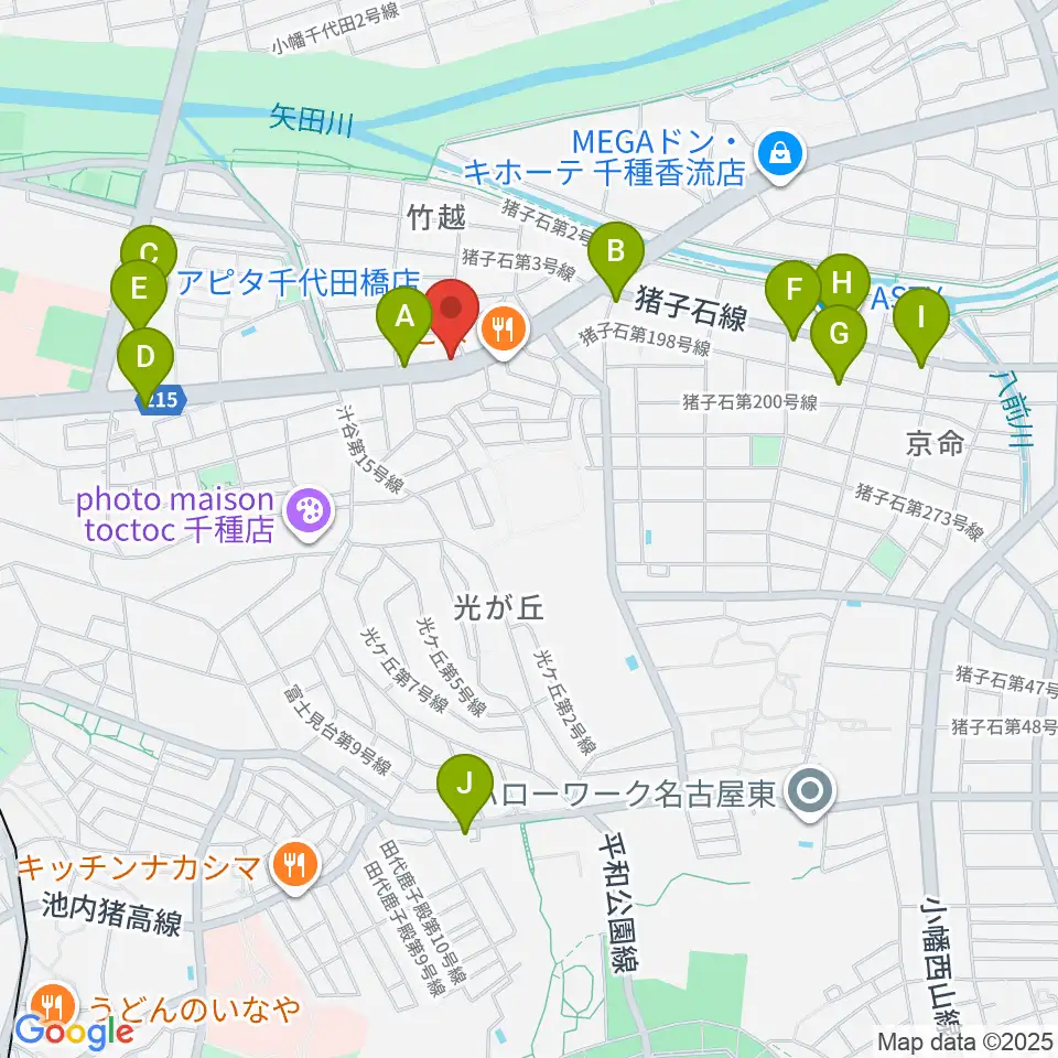 ギターショップ デュース周辺のカフェ一覧地図