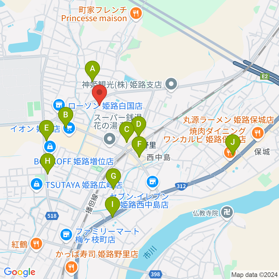 文化堂 北姫路センター周辺のカフェ一覧地図