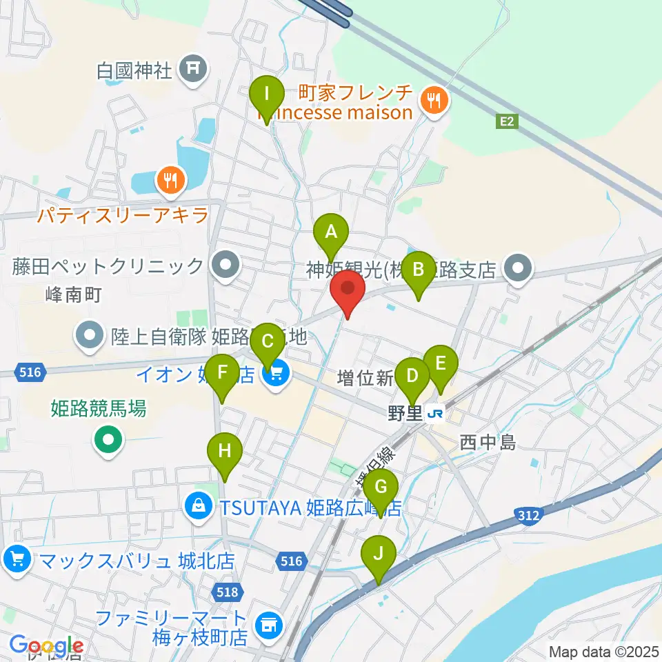 文化堂 北姫路センター周辺のカフェ一覧地図