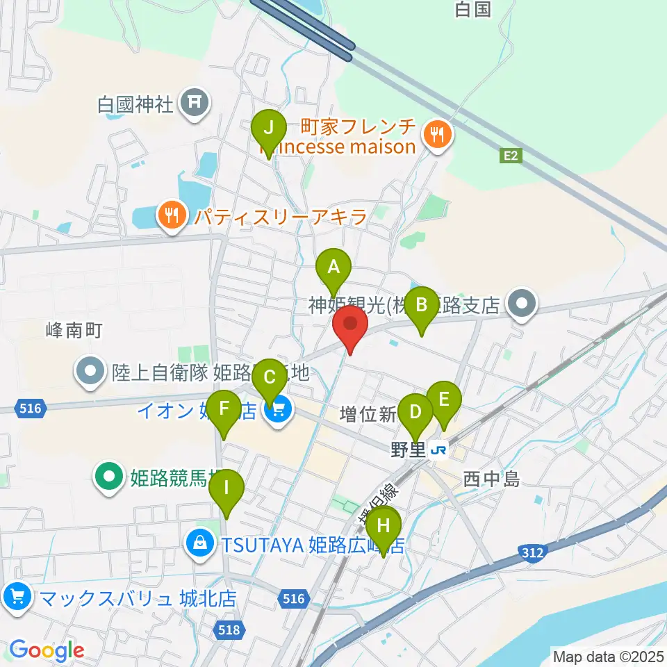 文化堂 北姫路センター周辺のカフェ一覧地図