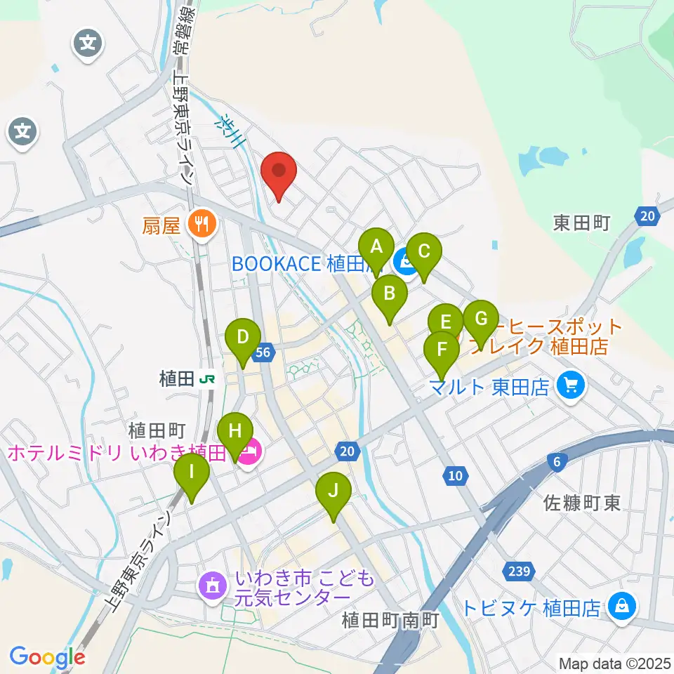 エモーション音楽教室周辺のカフェ一覧地図