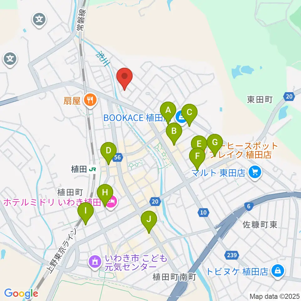 エモーション音楽教室周辺のカフェ一覧地図