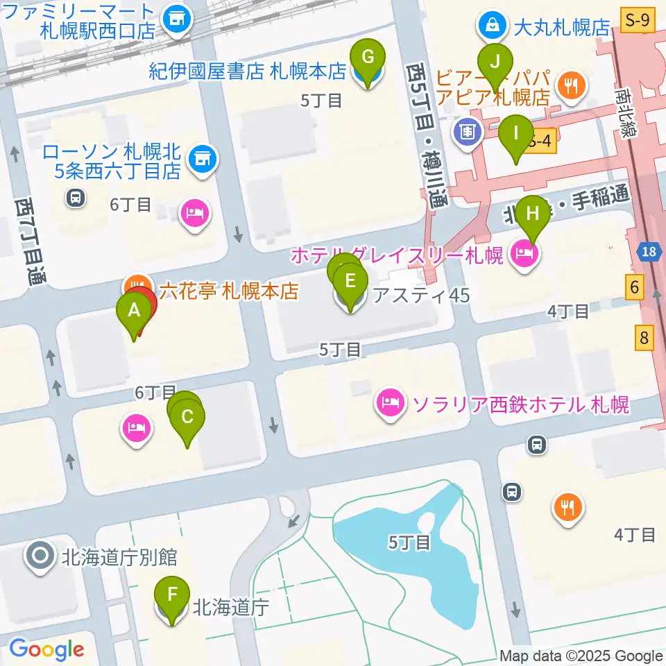 ヤマハミュージック 札幌店周辺のカフェ一覧地図