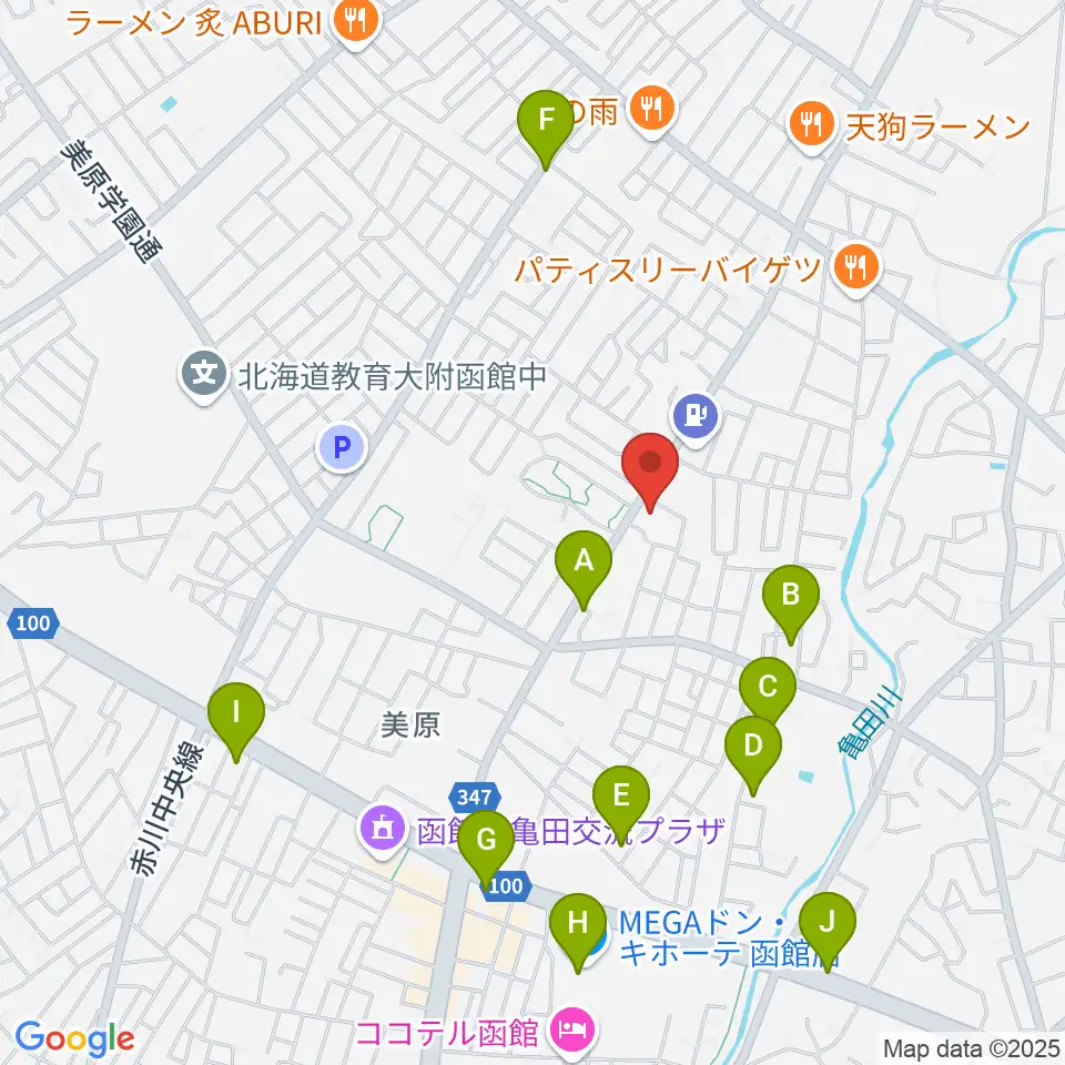 ヤマハミュージック 函館店周辺のカフェ一覧地図