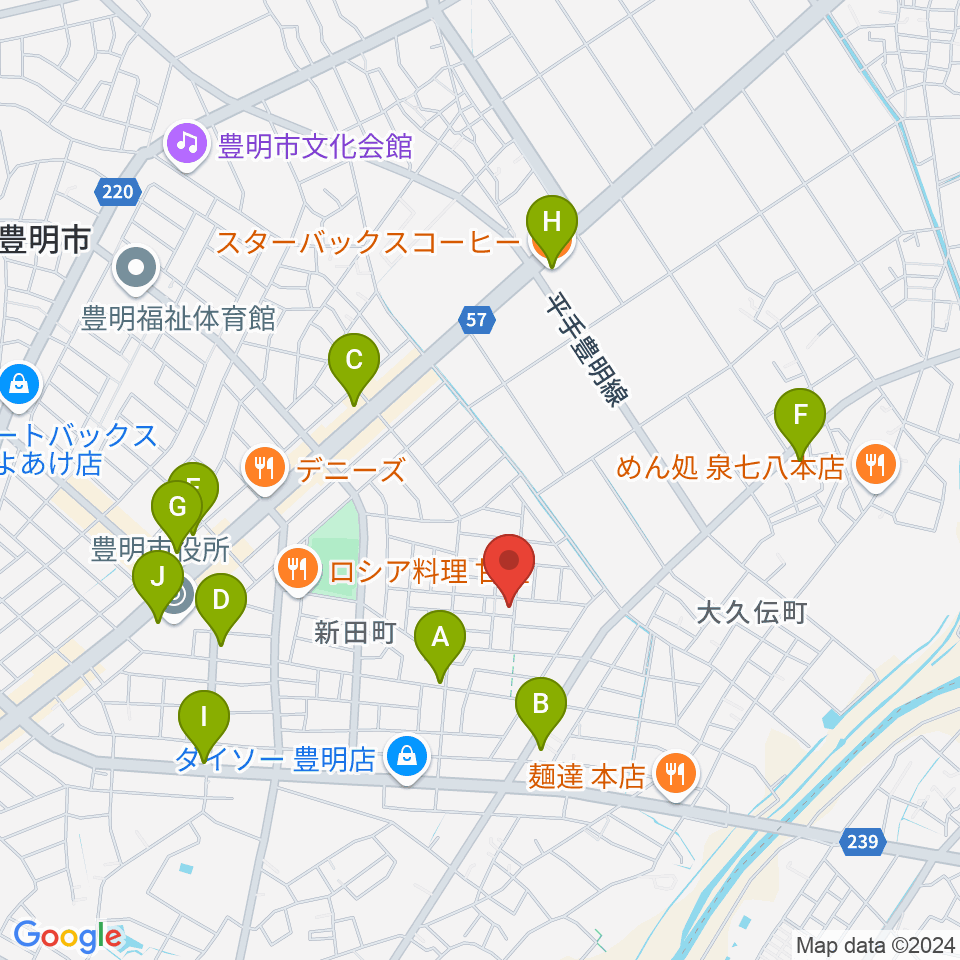 ミズノ弦楽器周辺のカフェ一覧地図