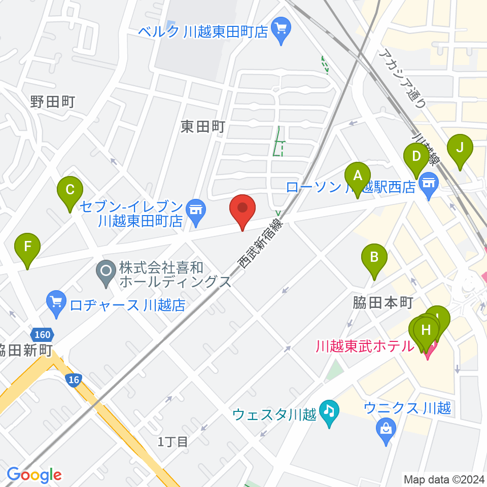 川越DEPARTURE周辺のカフェ一覧地図