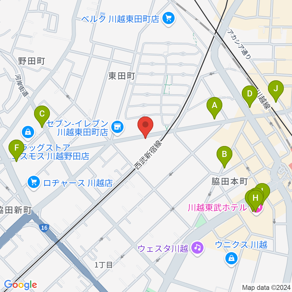 川越DEPARTURE周辺のカフェ一覧地図