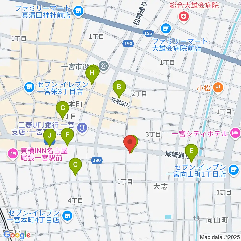 ミュージックポケット周辺のカフェ一覧地図