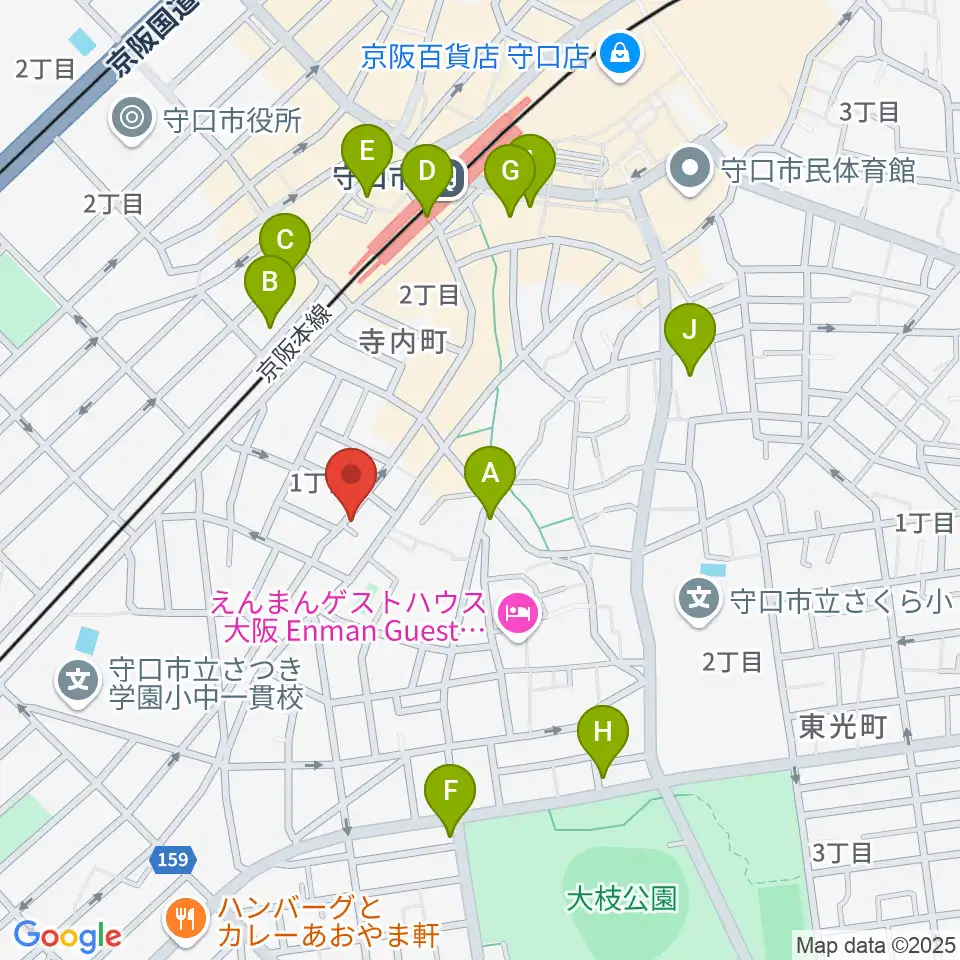 リズミックス音楽教室周辺のカフェ一覧地図