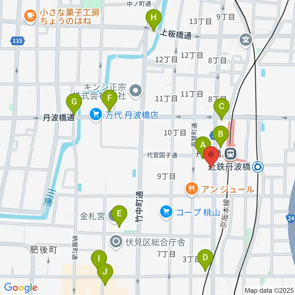 京都市呉竹文化センター周辺のカフェ一覧地図