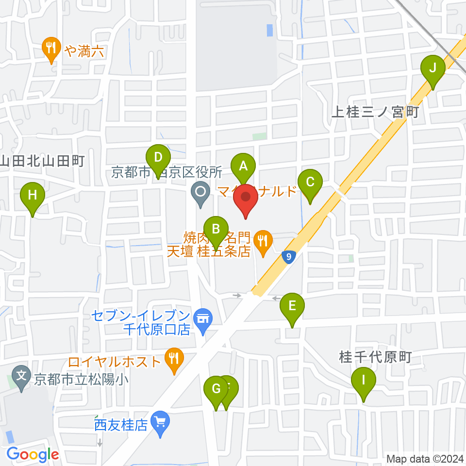 京都市西文化会館ウエスティ周辺のカフェ一覧地図