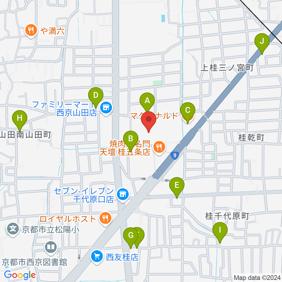 京都市西文化会館ウエスティ周辺のカフェ一覧地図