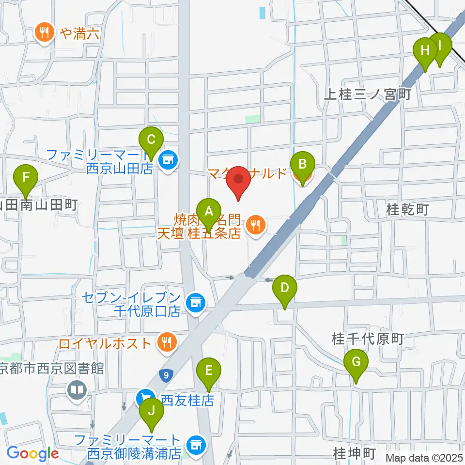 京都市西文化会館ウエスティ周辺のカフェ一覧地図