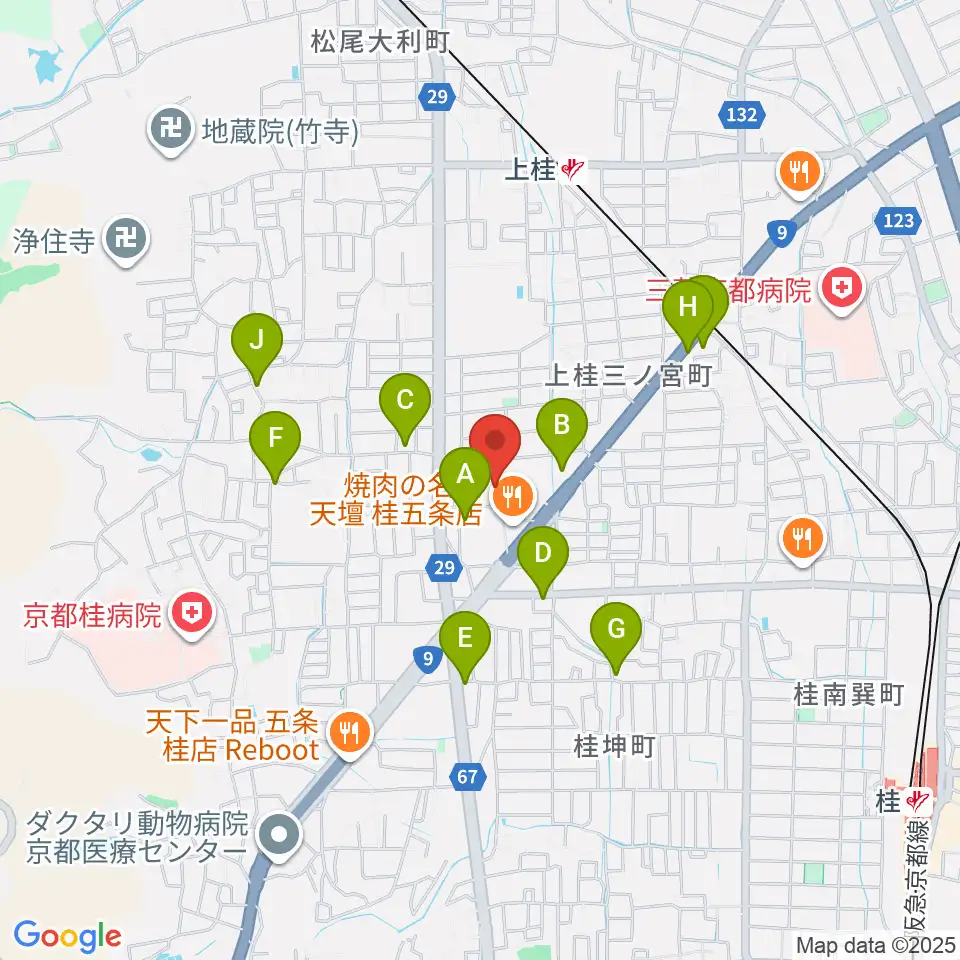 京都市西文化会館ウエスティ周辺のカフェ一覧地図