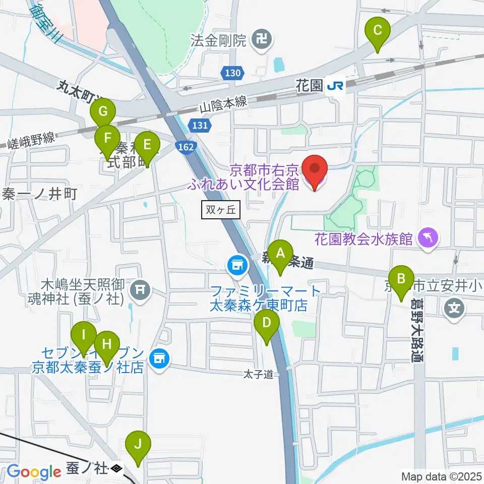 京都市右京ふれあい文化会館周辺のカフェ一覧地図