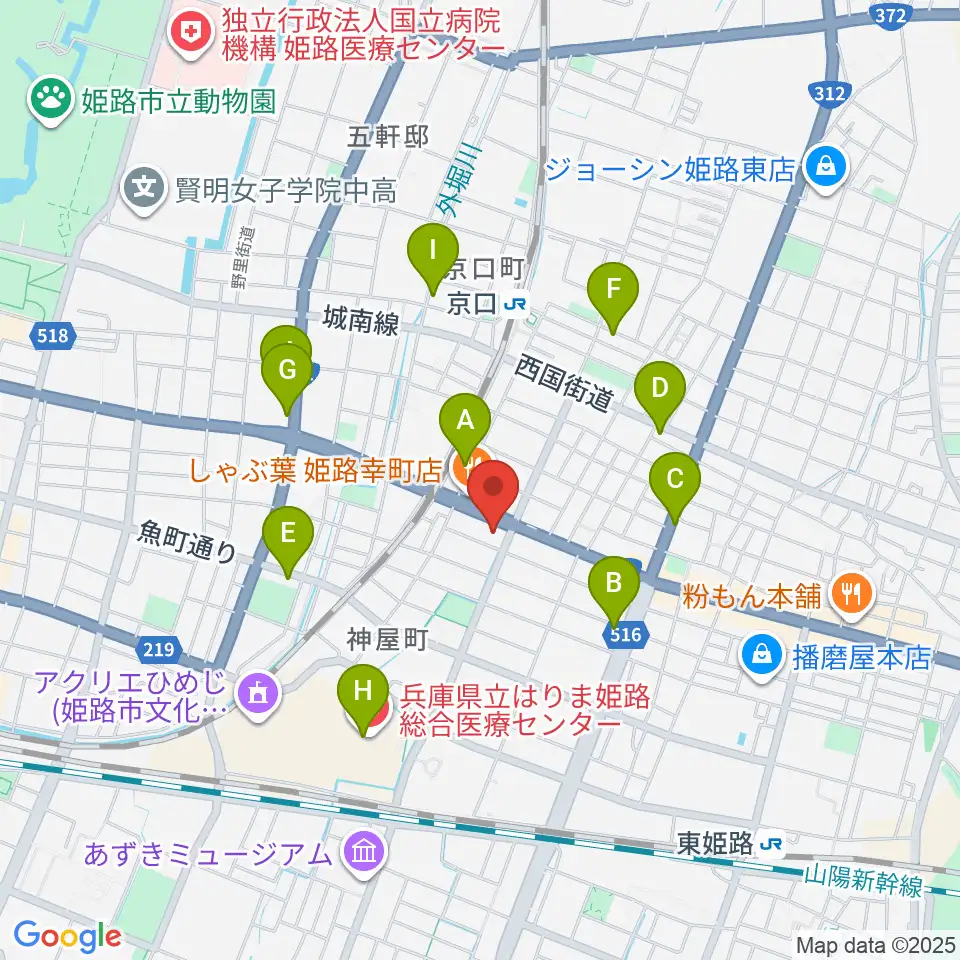 やぎ楽器 姫路店周辺のカフェ一覧地図