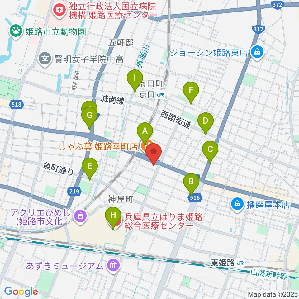 やぎ楽器 姫路店周辺のカフェ一覧地図
