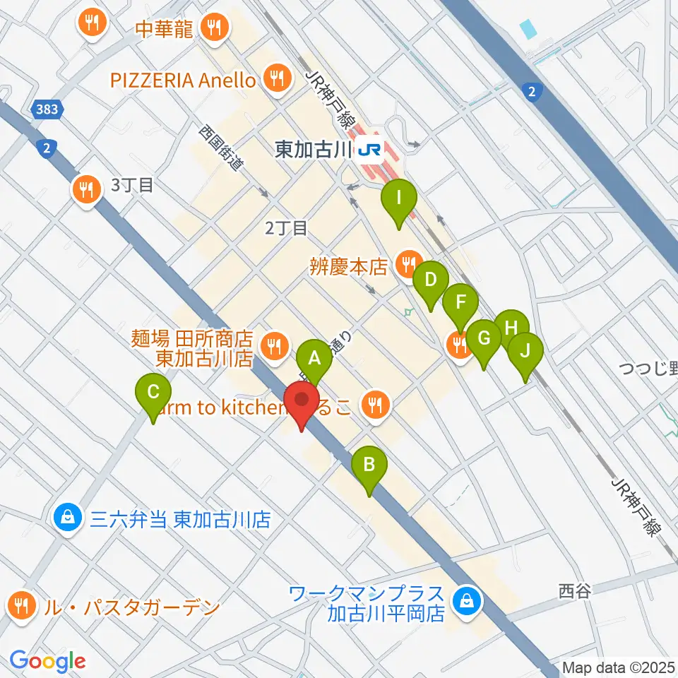 やぎ楽器 東加古川店周辺のカフェ一覧地図