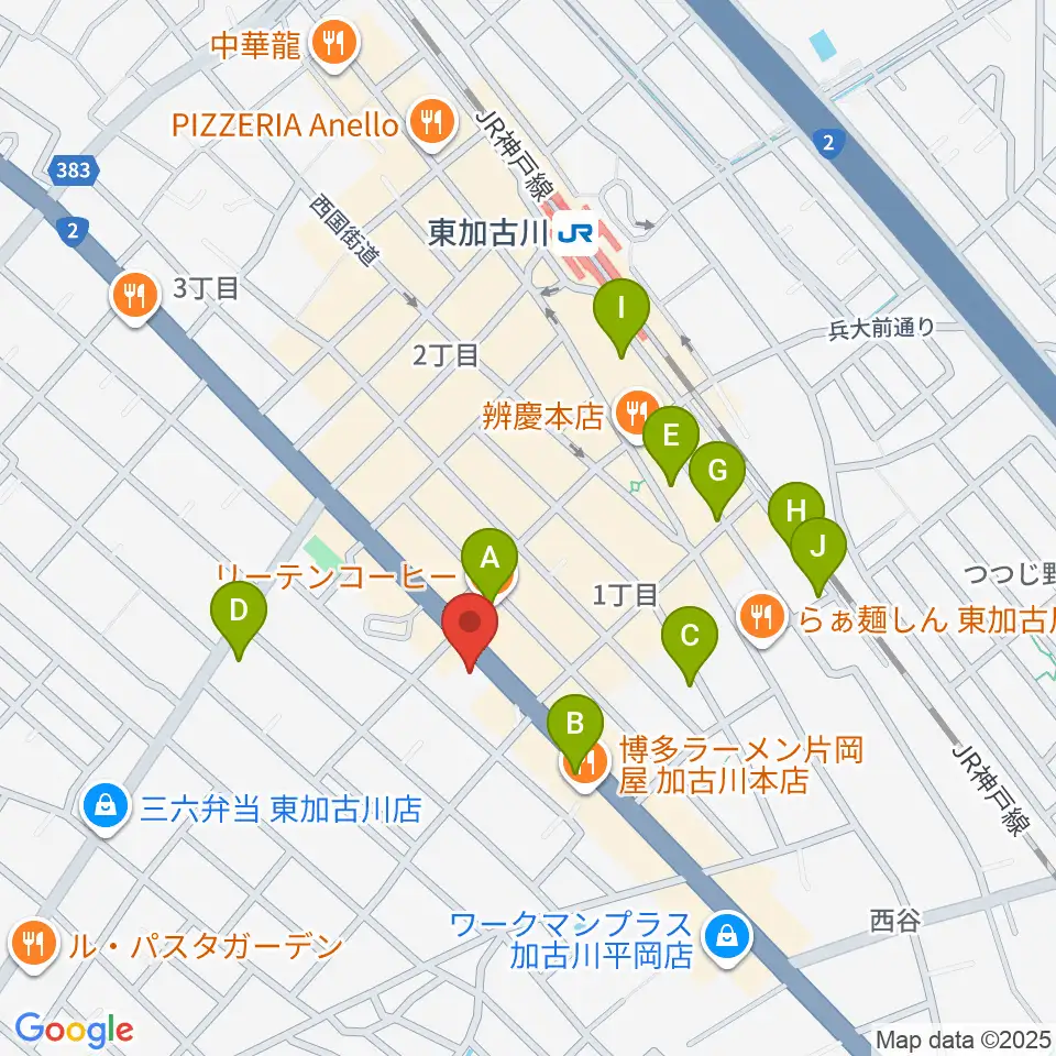 やぎ楽器 東加古川店周辺のカフェ一覧地図