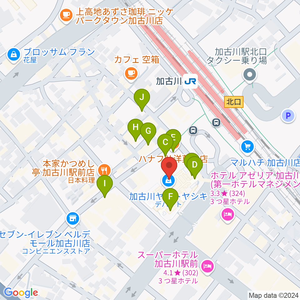 いぬい楽器周辺のカフェ一覧地図