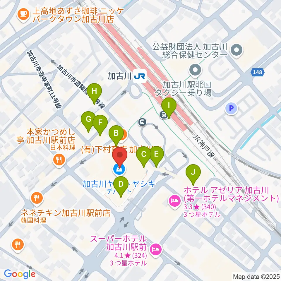 いぬい楽器周辺のカフェ一覧地図