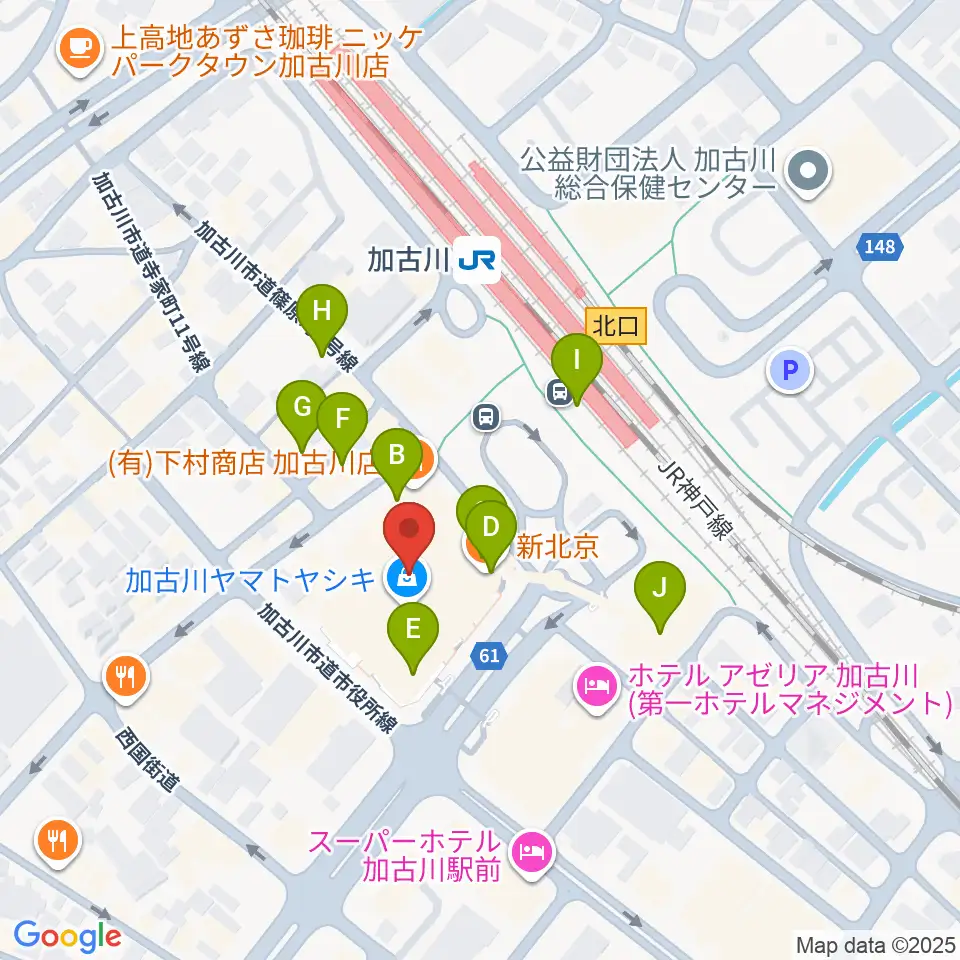 いぬい楽器周辺のカフェ一覧地図