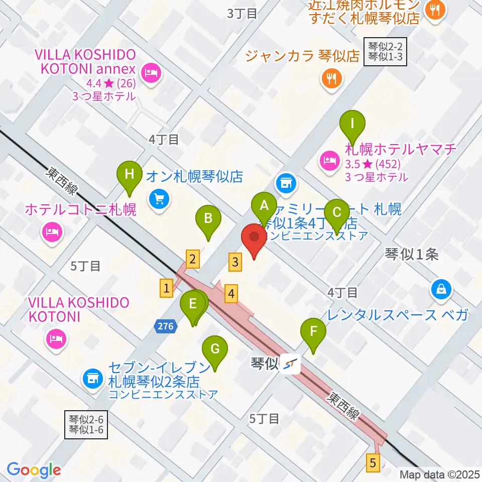 琴似センター ヤマハミュージック周辺のカフェ一覧地図