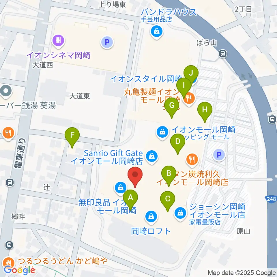 島村楽器イオンモール岡崎店周辺のカフェ一覧地図
