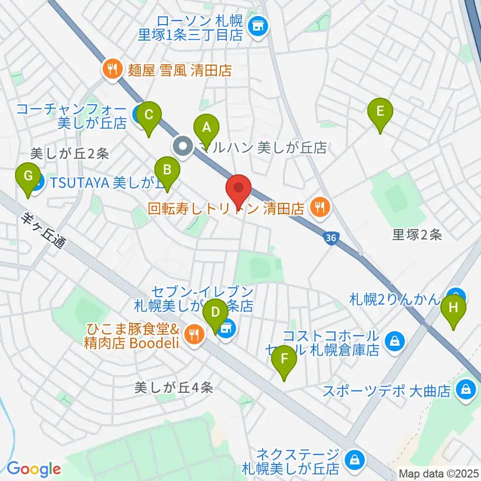 エルム楽器 美しが丘センター周辺のカフェ一覧地図