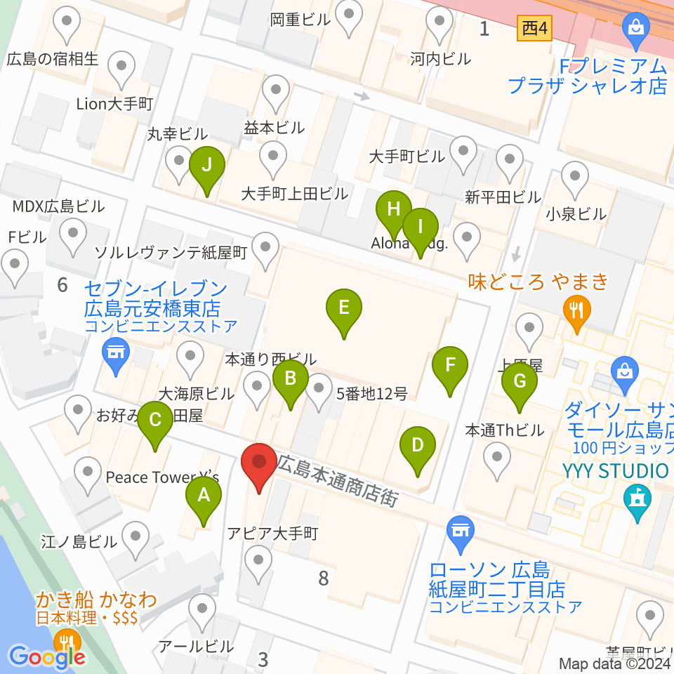 木定楽器店周辺のカフェ一覧地図
