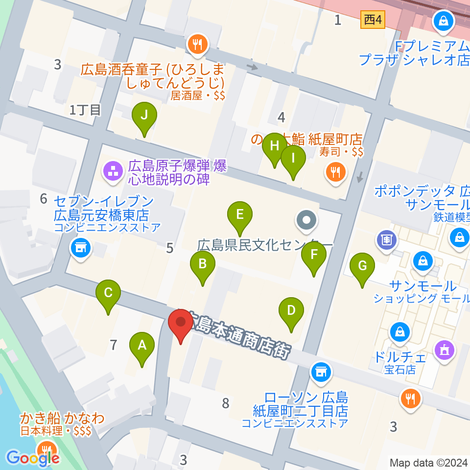 木定楽器店周辺のカフェ一覧地図