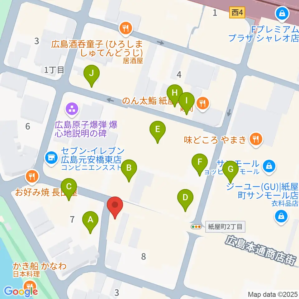 木定楽器店周辺のカフェ一覧地図