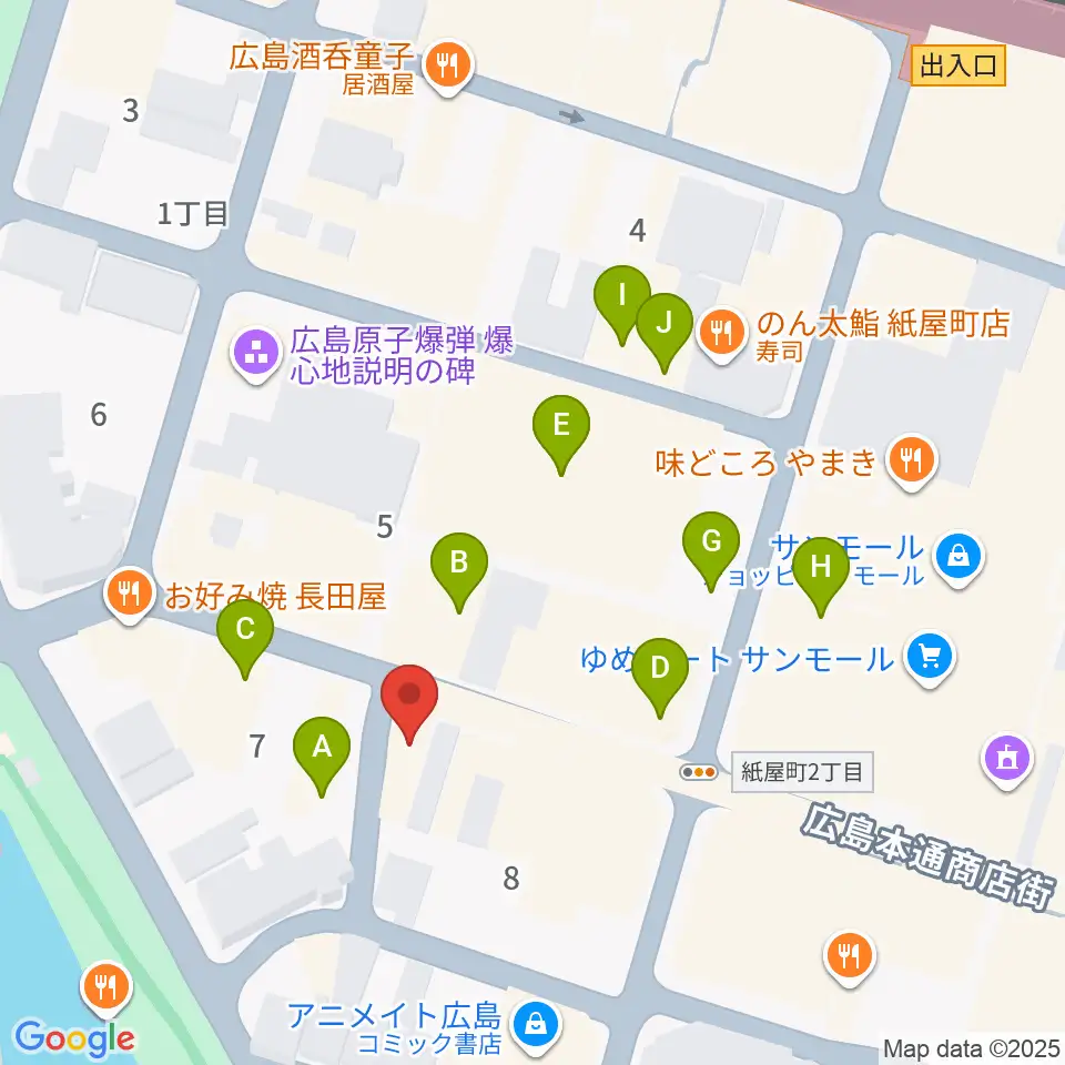 木定楽器店周辺のカフェ一覧地図